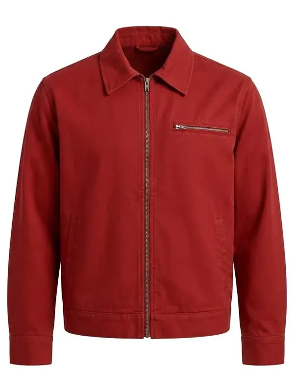 Kane Volkman Red Harrington Style Zipper Cotton Jacket
