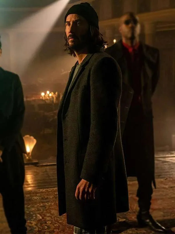  Keanu Reeves The Matrix Black Wool Coat