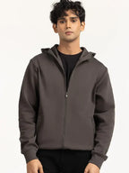 Kelly Smitham Regular Fit Dark Grey Zipper Hoodie