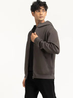 Kelly Smitham Regular Fit Dark Grey Zipper Hoodie