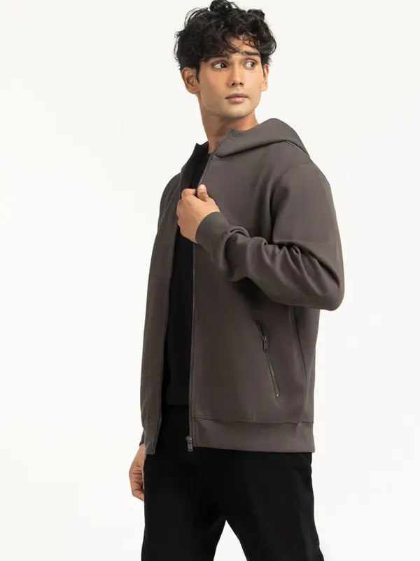 Kelly Smitham Regular Fit Dark Grey Zipper Hoodie