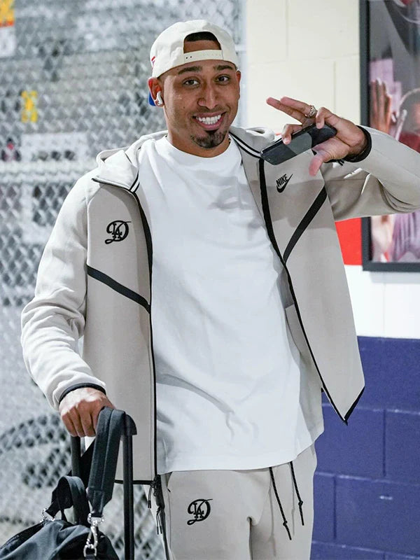 LADodgersUnisexGreyTechFleeceWindrunnerHoodedJacket