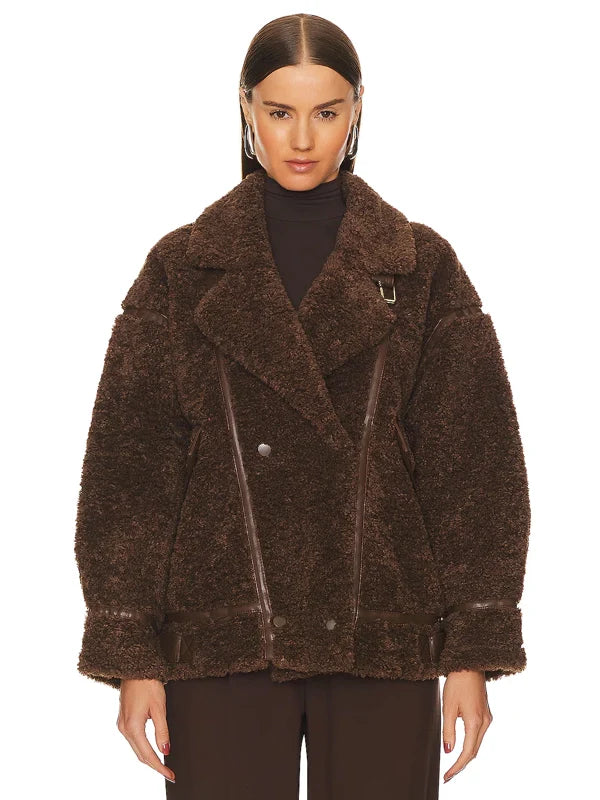 LAMARQUE-Badu-Faux-Shearling-Jacket-Brown