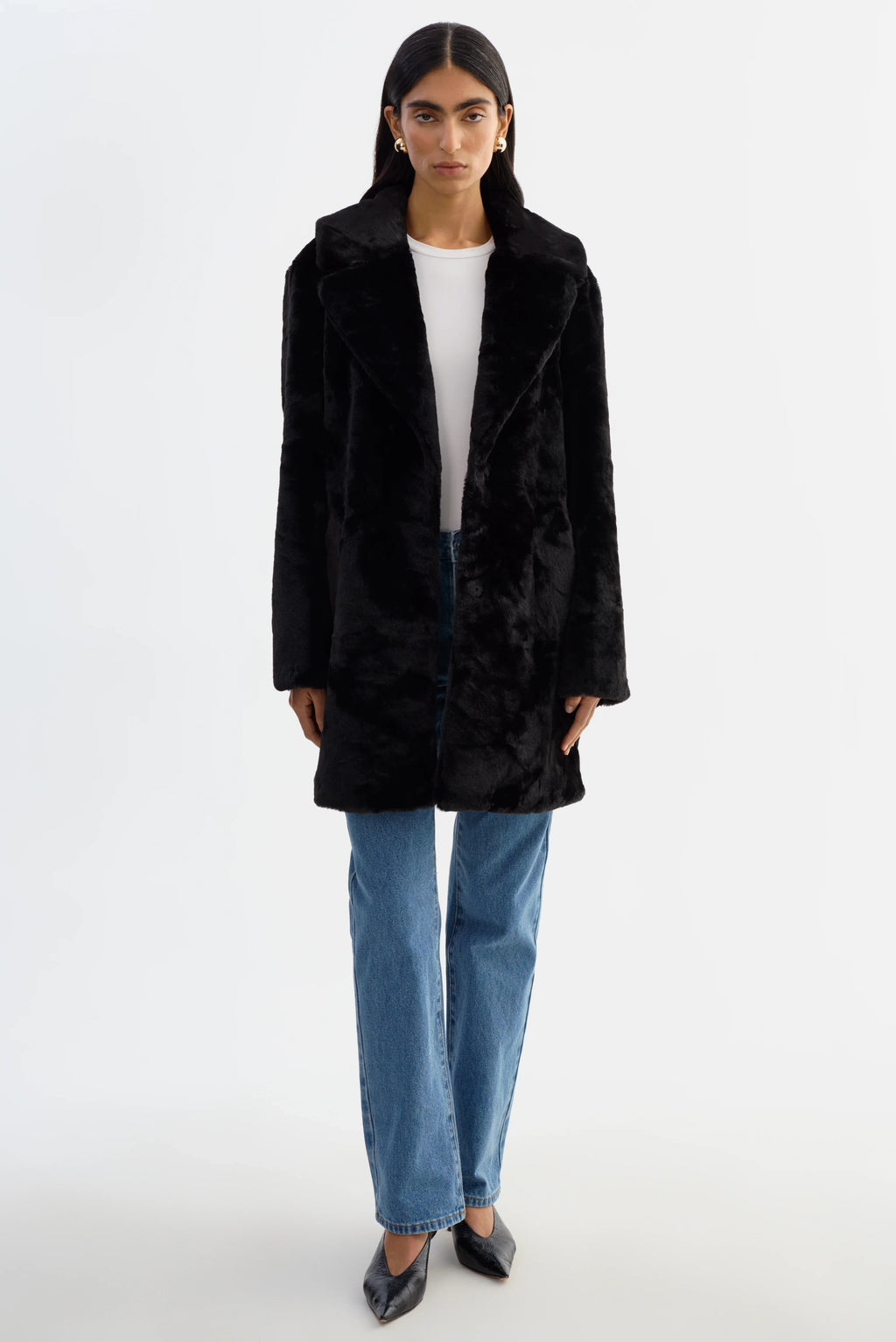 LAMARQUE-Linnea-Faux-Fur-Black-Coat