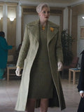 Larissa Weems Wednesday 2022 Green Wool Coat
