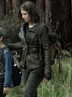 

 The Walking Dead Maggie Rhee Black Leather Jacket