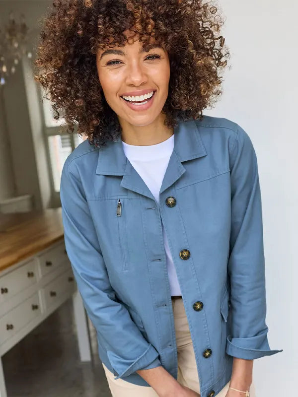 Lavina Okuneva Women's Light Blue Cotton Jacket