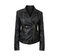 Leather Biker Jacket Women PA218090, Black