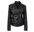 Leather Biker Jacket Women PA218090, Black