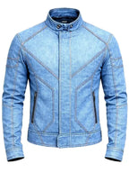 Lemieux Men's Blue Slim Fit Denim Biker Jacket