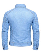 Lemieux Men's Blue Slim Fit Denim Biker Jacket