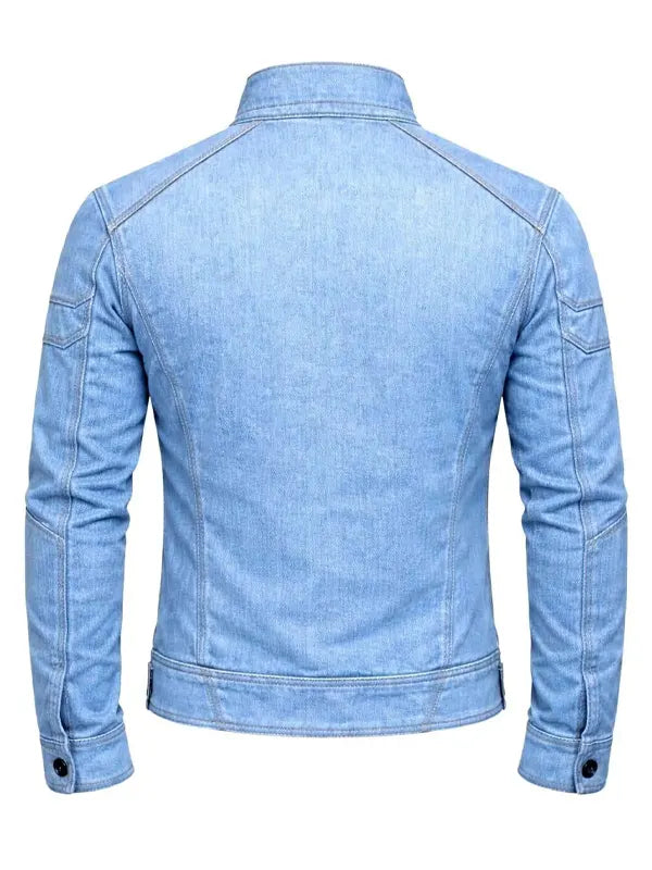 Lemieux Men's Blue Slim Fit Denim Biker Jacket