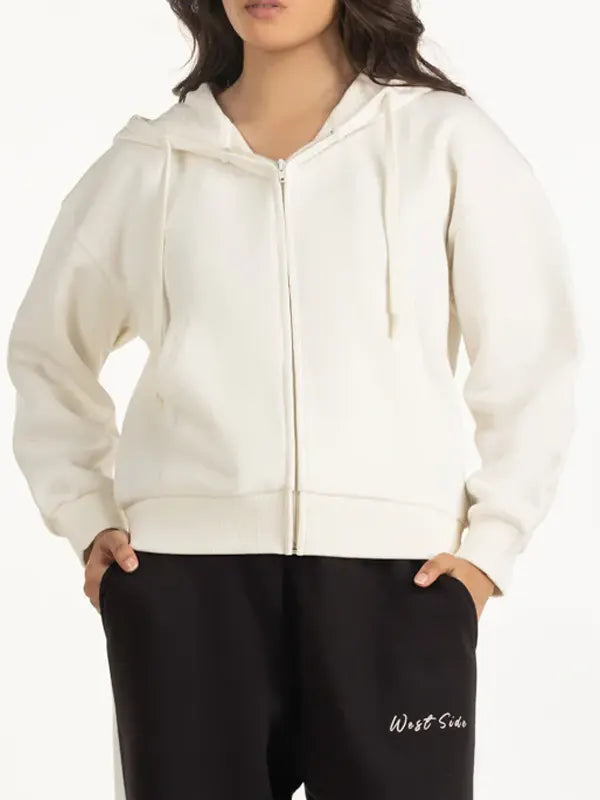 Lennie Cassin Women's Off White ZIP Hoodie