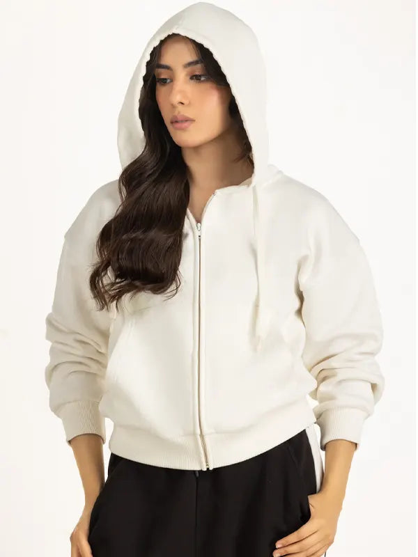 Lennie Cassin Women's Off White ZIP Hoodie