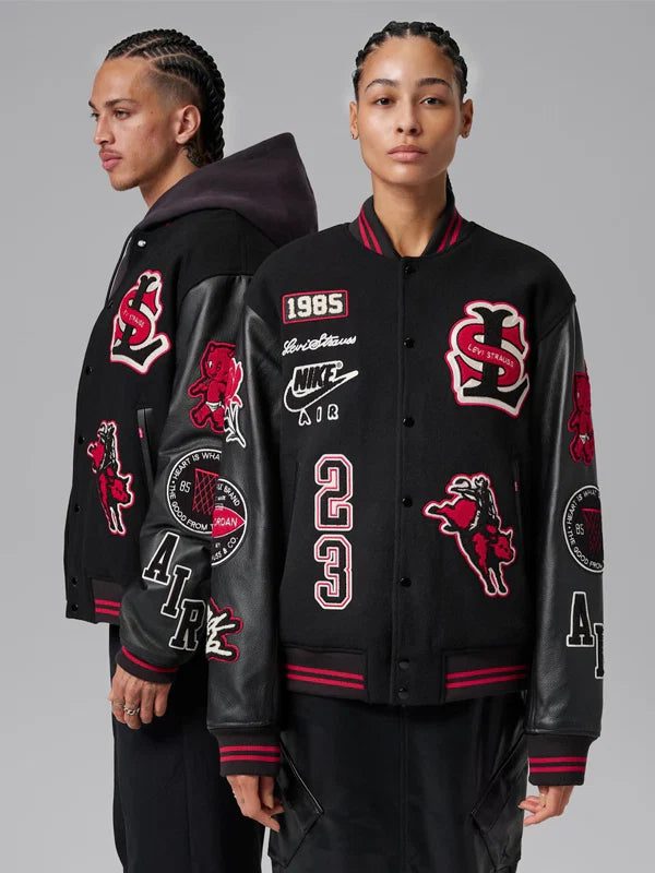 Levis-x-Jordan-2026-Wool-Leather-Black-Varsity-Jacket