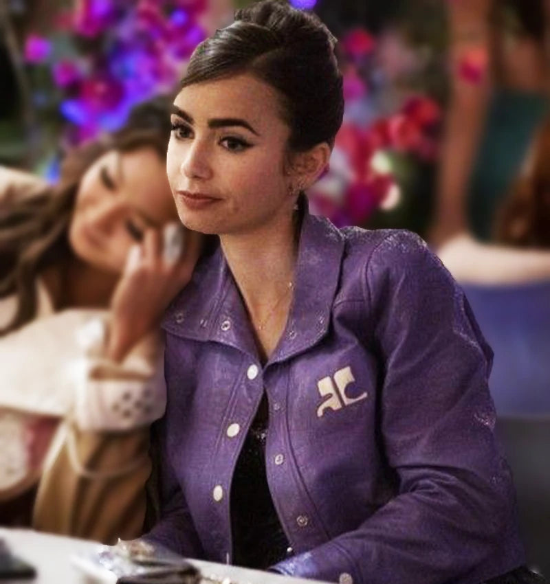 
 Lily Collins Emily In Paris S02 Faux Leather Jacket
