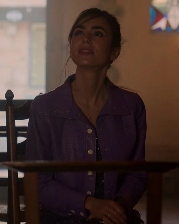 
 Lily Collins Emily In Paris S02 New   Leather Jacket
