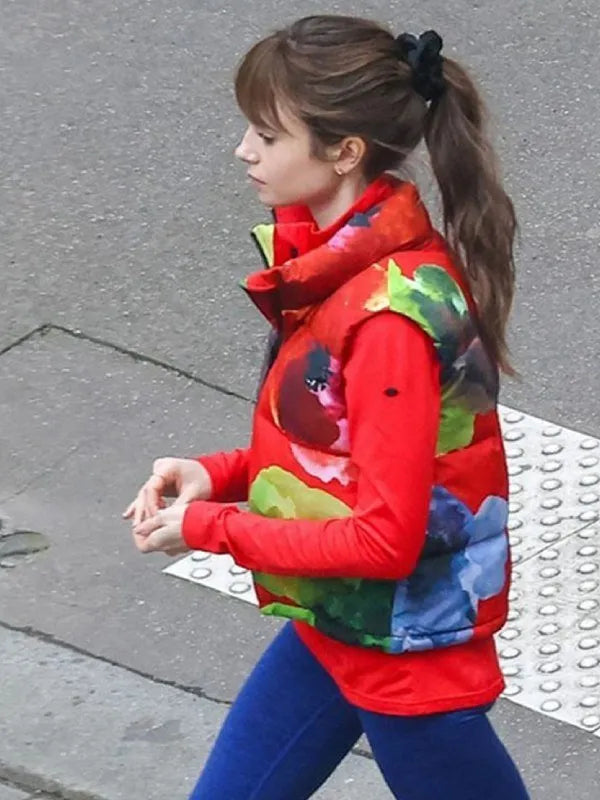 Lily Collins Emily In Paris S04 New  Red Vest