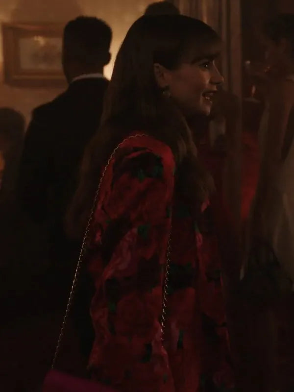 
 Lily Collins Emily In Paris Season 3 Printed Blazer
