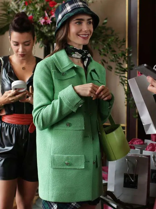 
Lily Collins Emily in Paris New Green Coat