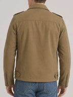 Lionel Hessel Men's Tan Cotton Motorcycle Style ZIP Jacket
