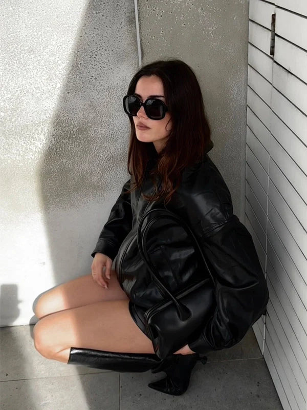 Lioness-Kenny-Faux-Leather-Bomber-Jacket-Black