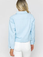 Lisa Emard Women Sky Blue Cotton Casual Jacket