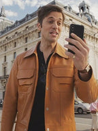 Lucas Bravo Emily in Paris Season 3 Leather Jacket