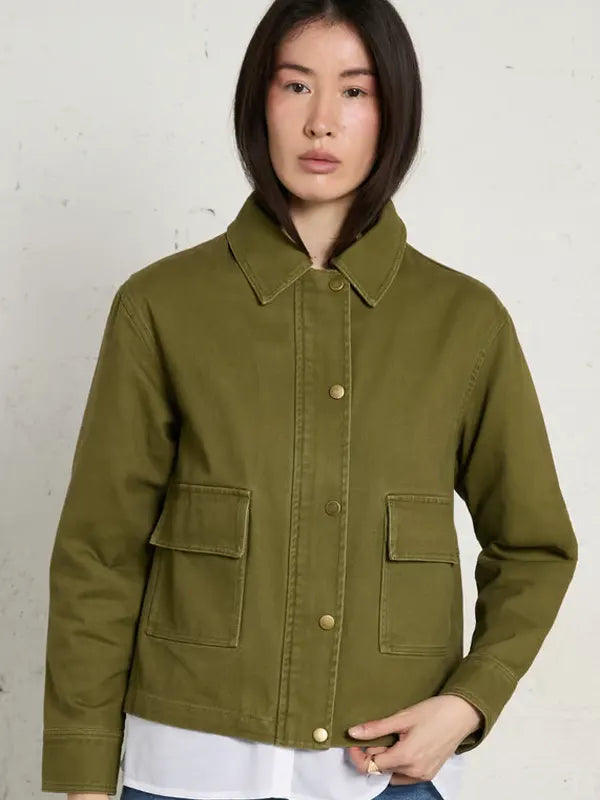 Luna Ritchie Women Olive Green Cotton Jacket