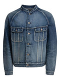 Mandarin Collar Denim Jacket