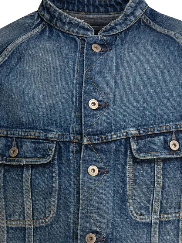 Mandarin Collar Denim Jacket