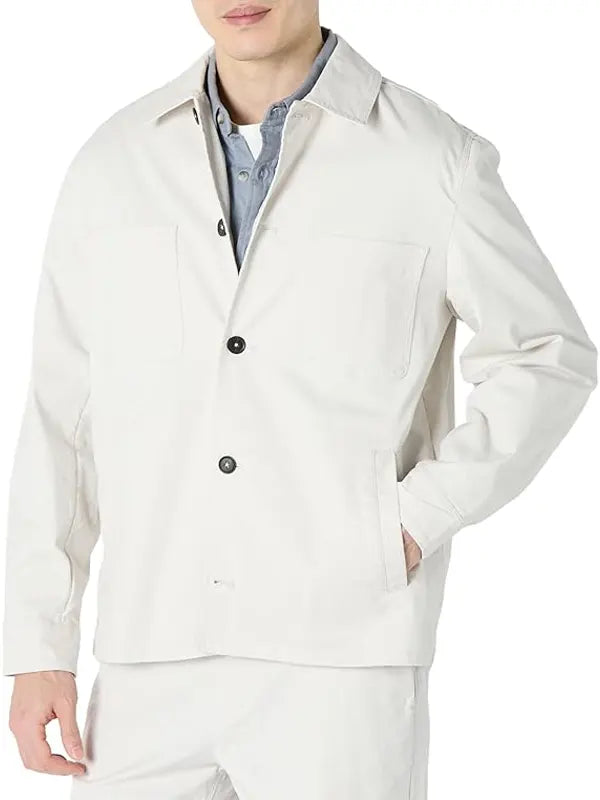 Manley Olson Relaxed-Fit Stretch White Cotton Jacket