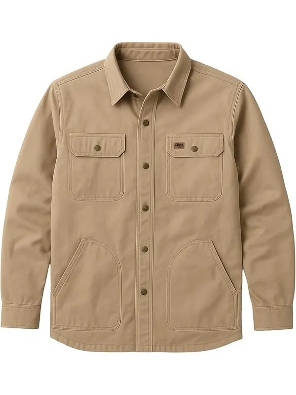 Margie Kuhn Wicklow Rugged Shirt Collar Beige Cotton Jacket