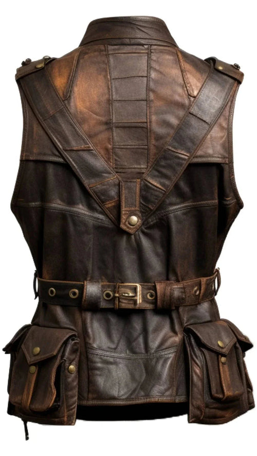 Brown Leather Regular Size Vintage Vest for Men Zing Apparel