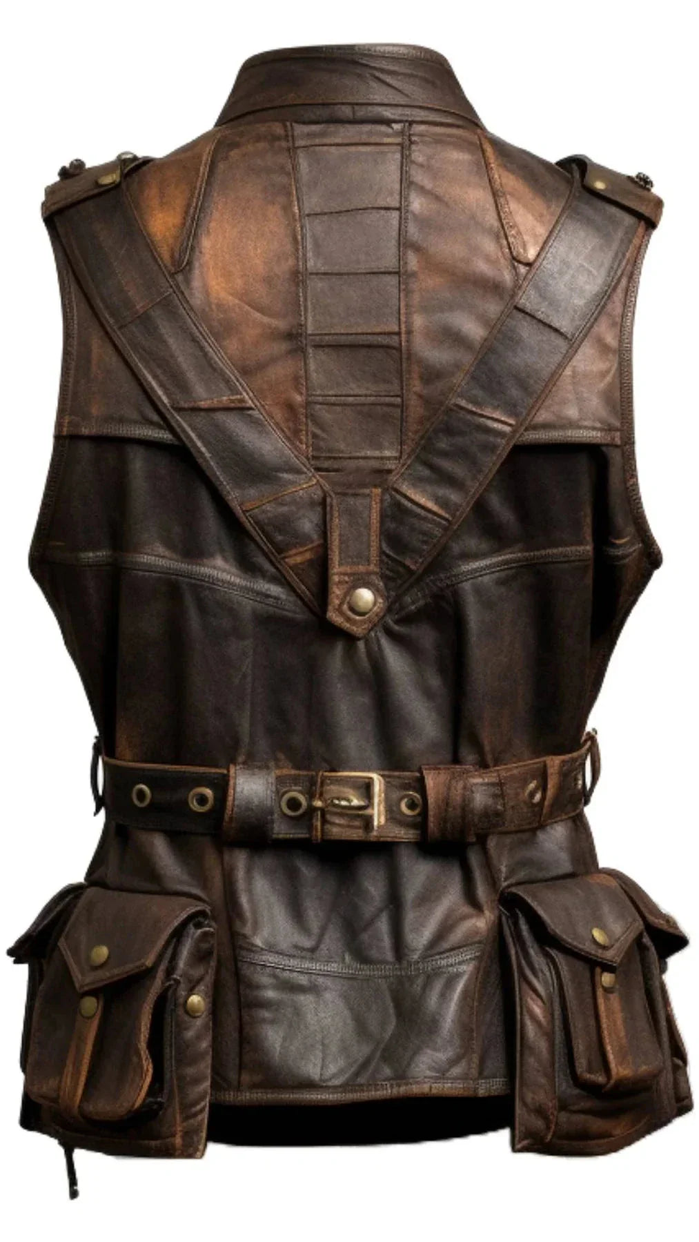 Brown Leather Regular Size Vintage Vest for Men The Trendy Jacket