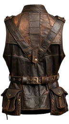 Brown Leather Regular Size Vintage Vest for Men The Trendy Jacket