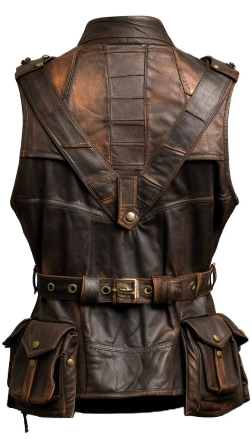 Brown Leather Regular Size Vintage Vest for Men The Trendy Jacket