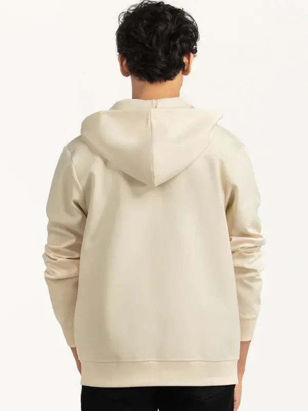 Gilbert Daniel Regular Fit Cream Zipper Hoodie