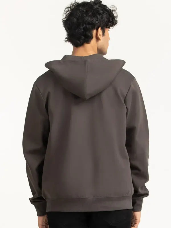 Kelly Smitham Regular Fit Dark Grey Zipper Hoodie
