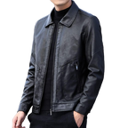 Tall Leather Biker Jacket Men, Black Zing Apparel