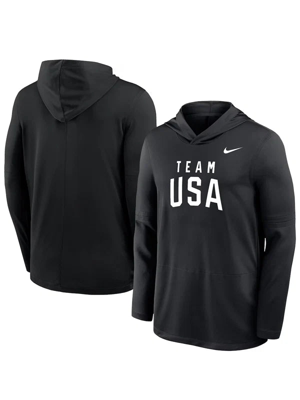 Mens-Nike-Black-Team-USA-Lightweight-Dri-FIT-Long-Sleeve-Hoodie-T-Shirt