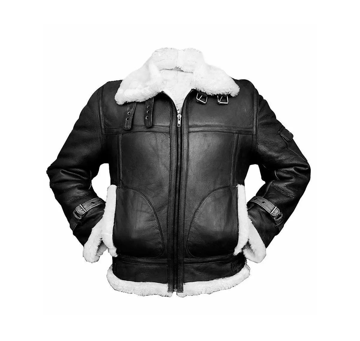 Mens B3 Black N White Shearling Jacket