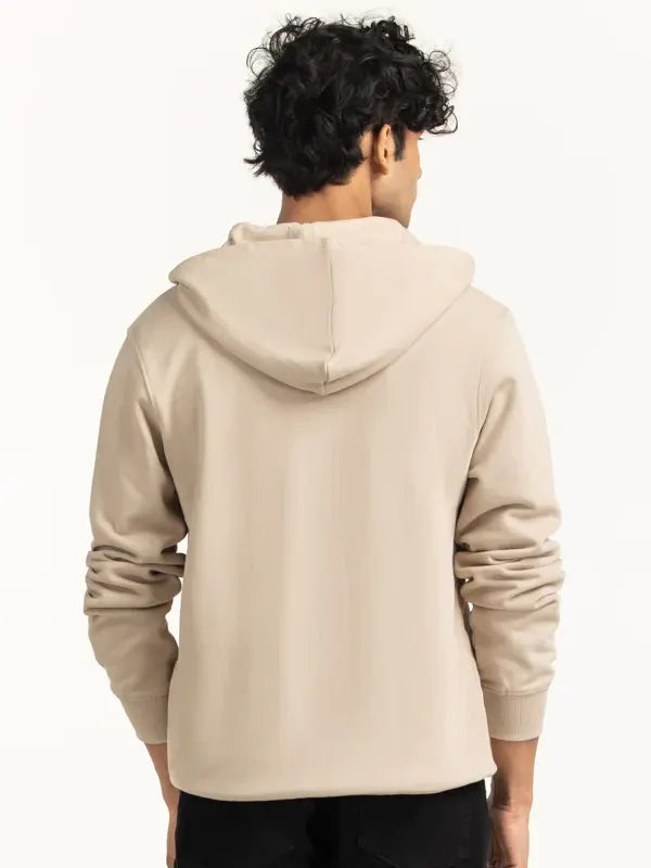 Clyde Regular Fit Beige Half Zip Hoodie