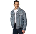 Mens Denim Jacket With Leather Sleeves