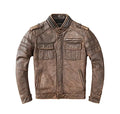 Mens Elite Vintage Brown Biker Jacket