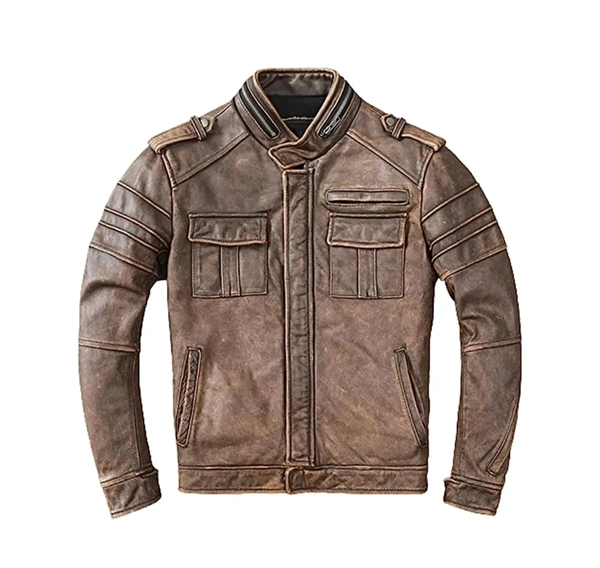 Mens Elite Vintage Brown Biker Jacket