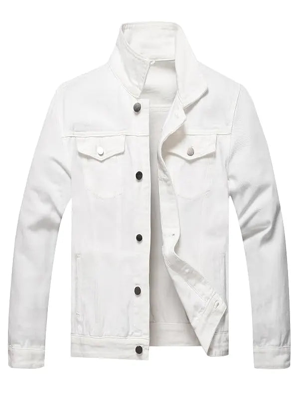 Michael Slim Fit White Trucker Denim Jacket
