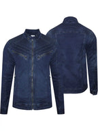 Micheal Blue Denim Erect Collar ZIP Jacket