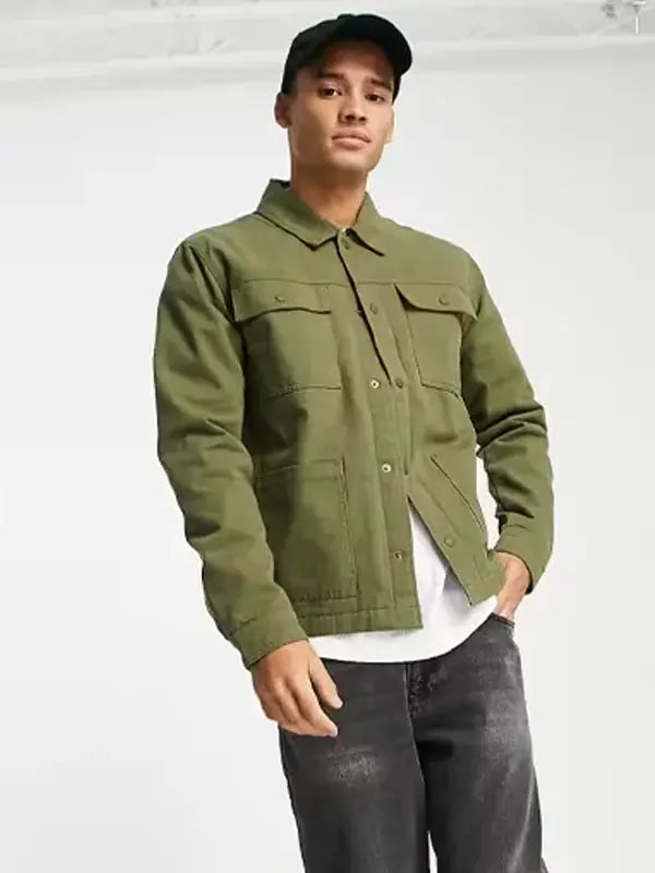 Mitts Men's Green Cotton Jacket