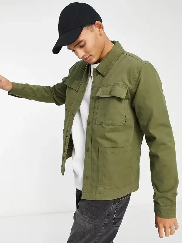 Mitts Men's Green Cotton Jacket